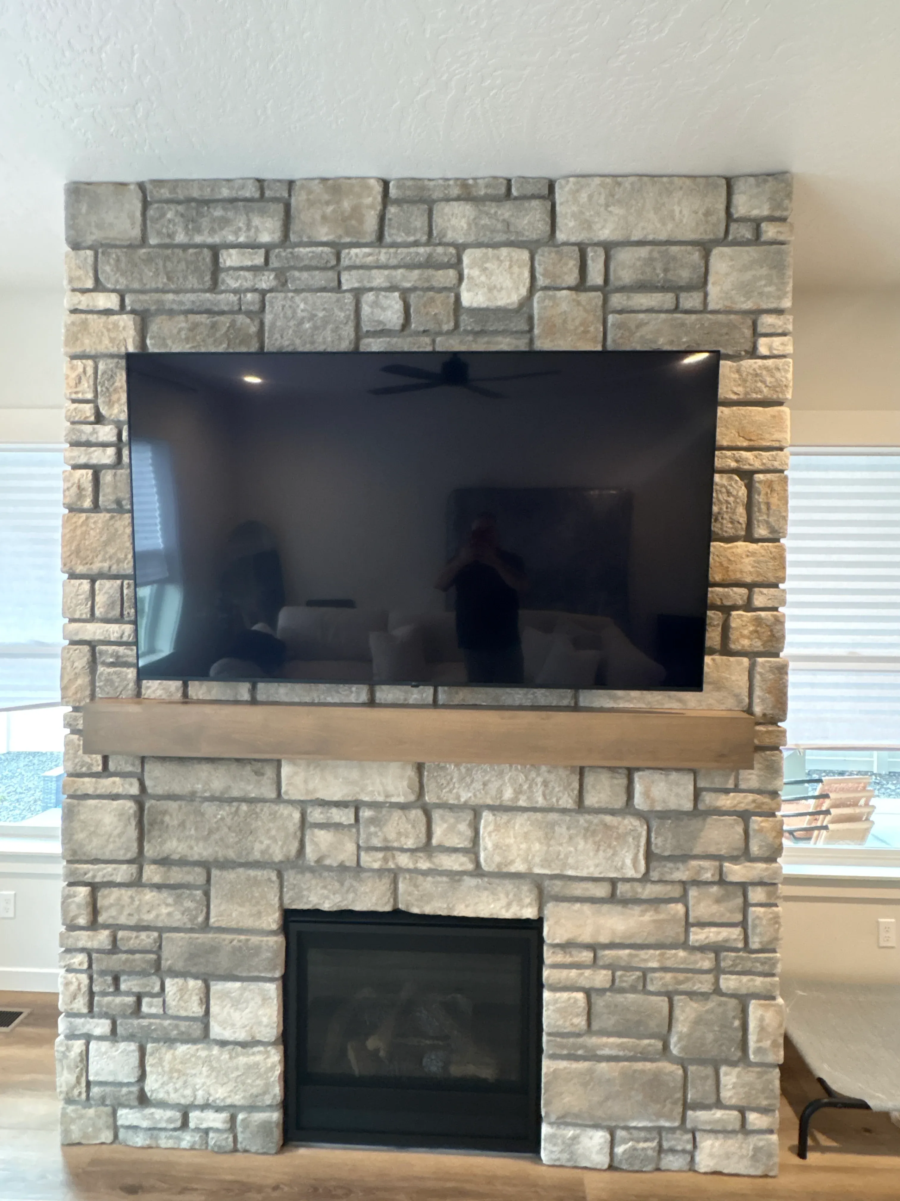 Expert 56"+ TV Mounting on Stone Wall in Boise, Idaho